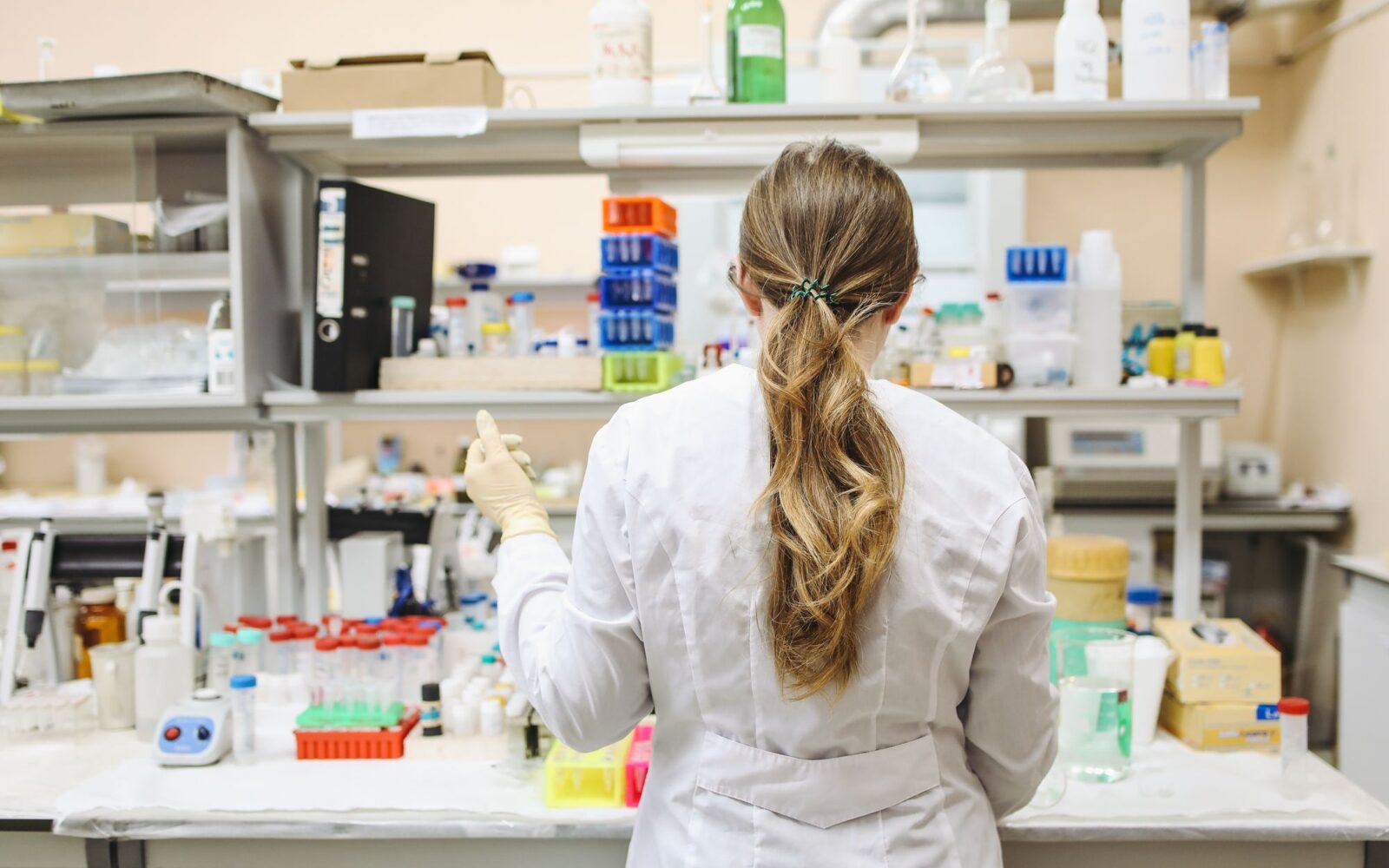 Scientist working at a laboratory bench