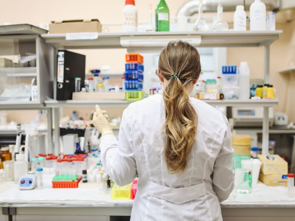 Scientist working at a laboratory bench
