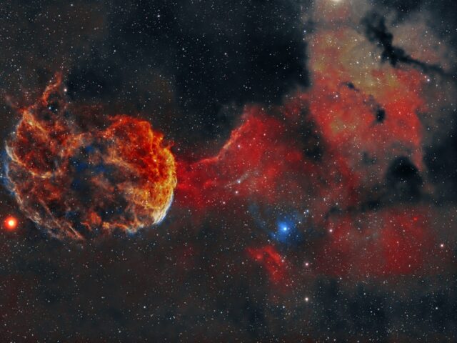 Jellyfish Nebula supernova remnant in deep space