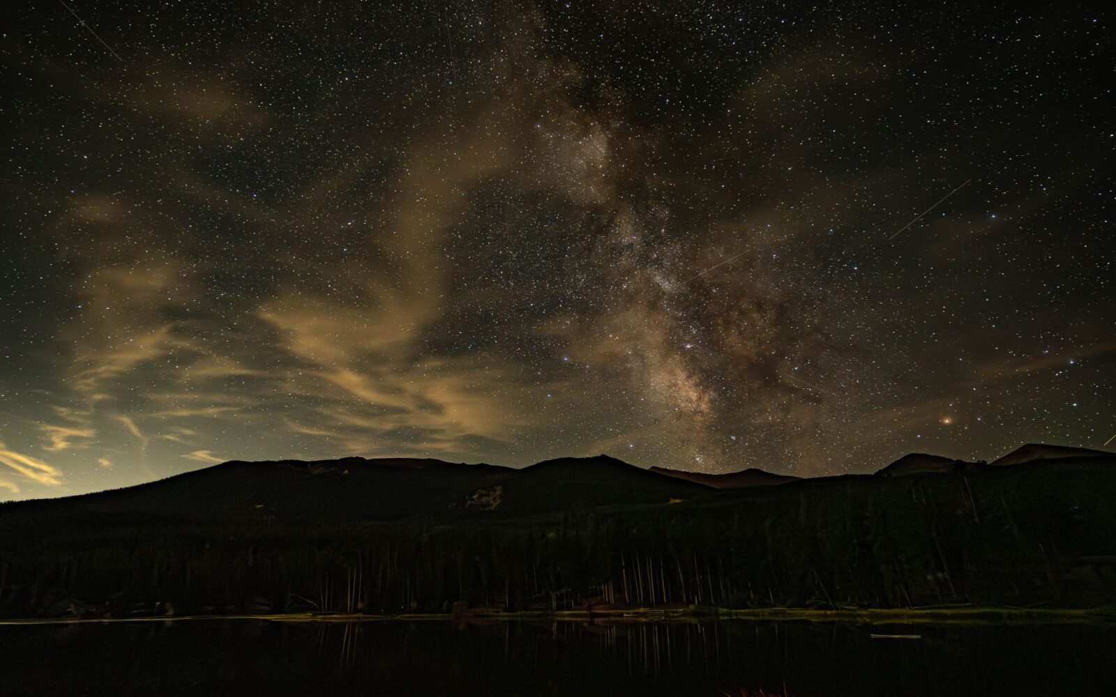 Milky Way over a mountain ridge at night